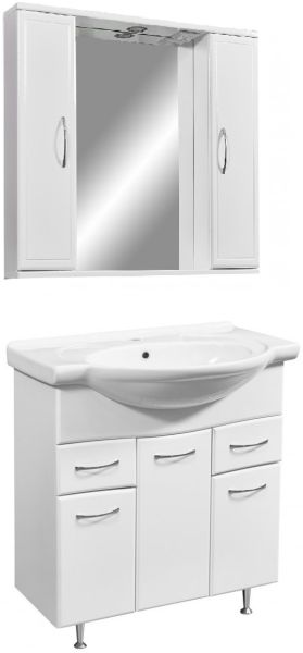 Зеркало-шкаф с подсветкой Stella Polar Концепт 80см белый SP-00000059