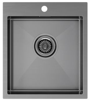 Мойка кухонная Paulmark Kroner PM214551-GM воронёная сталь
