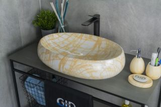 Накладная раковина Gid Mnc167 60см мрамор глянцевый Арт.54508