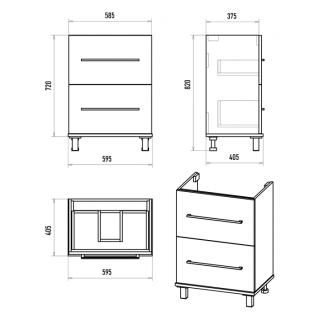 Напольная тумба под раковину Misty Модерн 60 см П-Мод07060-011Пр белый