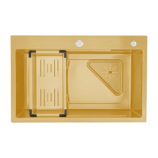 Мойка для кухни Gappo GS7246-3 с коландером золотой сатин