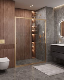 Душевая дверь CEZARES MOLVENO-BF-1-120-P-BORO брашированное золото