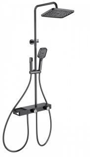 Душевая стойка Wonzon & Woghand Shelf WW-B4161-BGG с термостатом тёмный графит