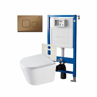 Комплект унитаза с инсталляцией Point Элемент PN48303BB с сиденьем Микролифт