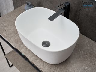 Раковина Gid N9302wg 51220 накладная белая матовая / белая графит 45x32x22
