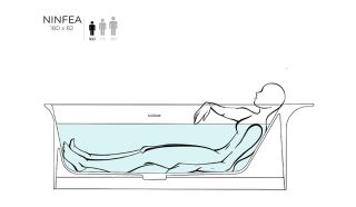 Ванна из искусственного камня Salini Ninfea S-Stone 102721MRH 180x82см RAL снаружи