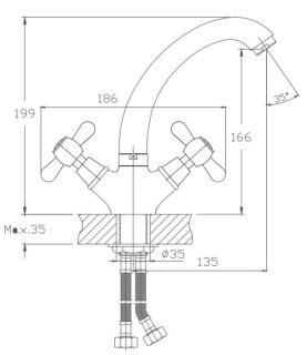 Смеситель для кухни Haiba HB4325 хром