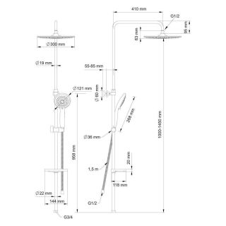 Душевая стойка Swedbe Hermes 9091 с термостатическим смесителем для душа хром
