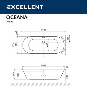 Ванна акриловая EXCELLENT Oceana 180x80