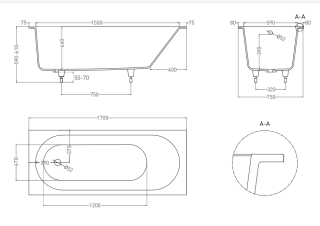 Ванна из искусственного камня Salini Ornella S-Sense 102311M 170x75см белый матовый