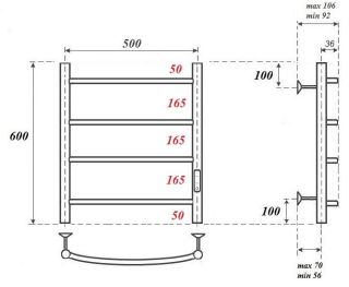 Полотенцесушитель электрический Point Афина PN04856 П4 50x60см хром