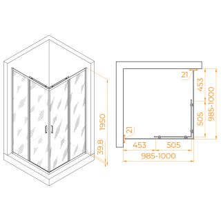 Душевой уголок RGW PA-030 350803000-11 100x100см хром