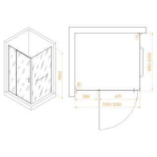 Душевой уголок RGW PA-078-1 (RGW PA-008 + Z-060-2) 3508078110-11 110x100см хром