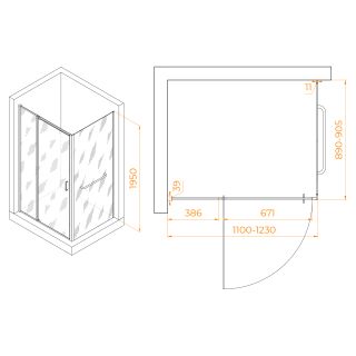 Душевой уголок RGW PA-078-1 (RGW PA-008 + Z-060-2) 3508078119-11 110x90см хром
