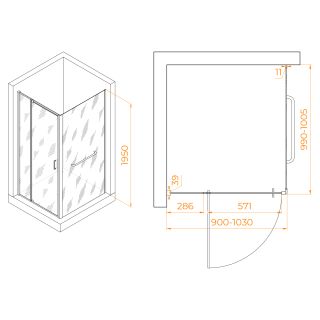 Душевой уголок RGW PA-078-1 (RGW PA-008 + Z-060-2) 3508078190-11 90x100см хром