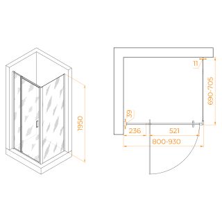 Душевой уголок RGW PA-078B (RGW PA-008B + Z-050-2B) 350807887-14 80x70см чёрный