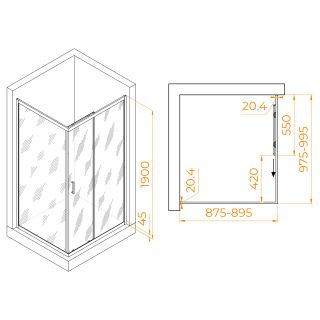 Душевой уголок RGW PA-245B 410824590-14 90x100см чёрный