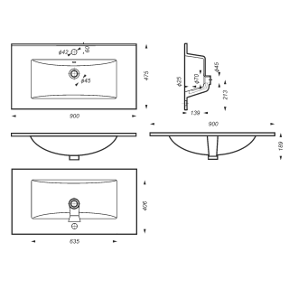 Раковина Sanita Luxe Quadro WB.FN/Quadro/90-C/WHT.G/S1 90 см
