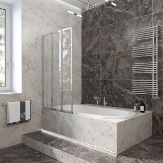 Шторка на ванну Veconi Palau PL-74R, 1200x1500, хром, стекло прозрачное