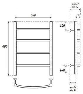 Полотенцесушитель водяной Point Афина 50x60см бронза PN04156BR