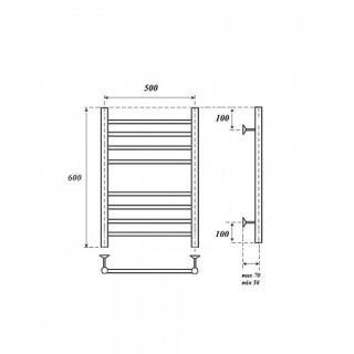 Полотенцесушитель электрический Point Аврора PN10156SE 50x60см П8 хром