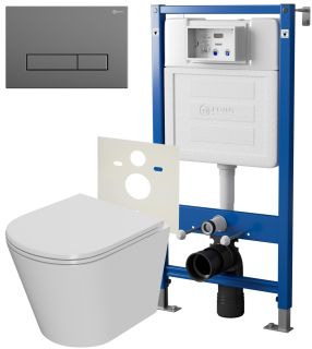 Сет Point PN48072GM: инсталляция Point Элемент PN45120 клавиша Point Меркурий графит PN44831GM унитаз Point Виктория PN41061