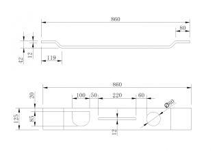 Полка для ванны ABBER Stein AS1601 86см белый