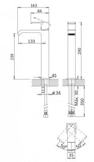 Смеситель для раковины высокий Cezares PORTA-LC-SR золото