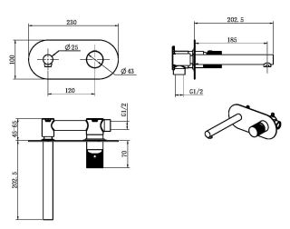 Встраиваемый смеситель для раковины Boheme Stick 125-CRCR хром