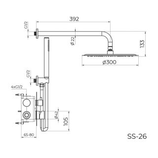 Душевая система встраиваемая Knotlor SS-26/BL, черный