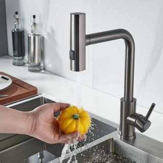 Смеситель для кухни Shevanik S263T с мультифункциональным изливом оружейная сталь