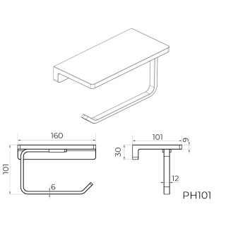 Держатель для туалетной бумаги с полочкой Knotlor PH101BL, черный