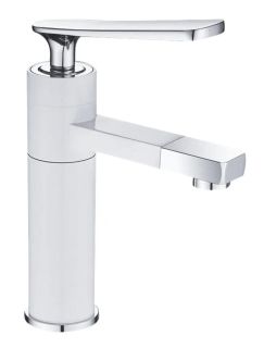 Смеситель для раковины Shevanik S6601F с поворотным носиком белый/хром