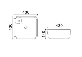 Раковина накладная Azario 43х43х14 фаянс (AZ41267)