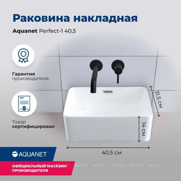 Раковина накладная Aquanet Perfect-2 273674 48 см белый