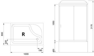 Душевая кабина Royal Bath BP правая стекло матовое 100x80см RB8100BP2-M-R