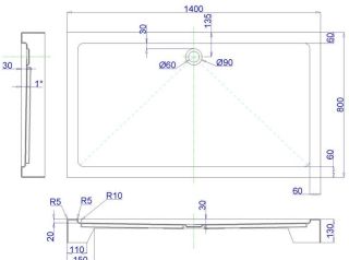 Душевой поддон Royal Bath 140x80см белый RB8140HP