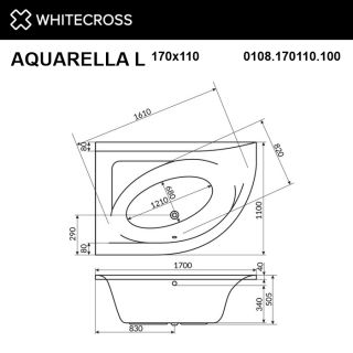 Гидромассажная ванна WHITECROSS Aquarella 0108.170110.100.SOFT.BR левая 170x110 см Soft бронза