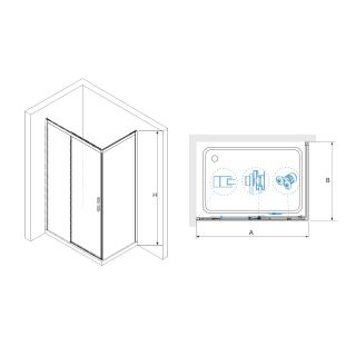 Душевой уголок RGW LE-41-1 (LE-12 + Z-060-2) 341241168-011 160x80см хром