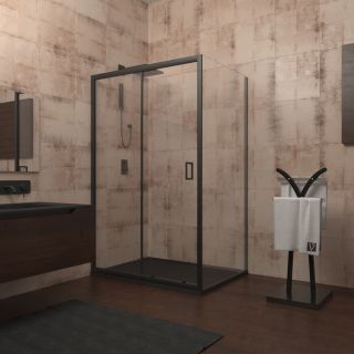 Душевой уголок Veconi Rovigo RV-046B, 1500х1000х1950, черный, стекло прозрачное