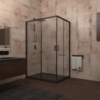 Душевой уголок Veconi Rovigo RV-14, 1200x900x1950, черный, стекло прозрачное