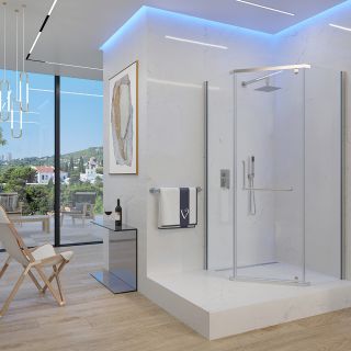 Душевой уголок Veconi Rovigo RV-36, 800x800x1950, хром, стекло прозрачное