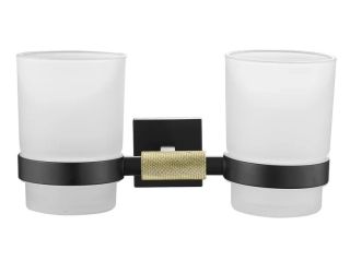 Стакан двойной для ванной комнаты Rose RG3022H золото/чёрный