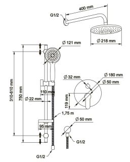 Душевой комплект Swedbe Platta 5535 хром