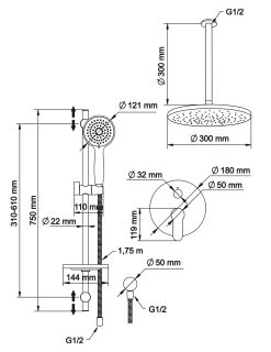 Душевой комплект Swedbe Platta 5537 хром