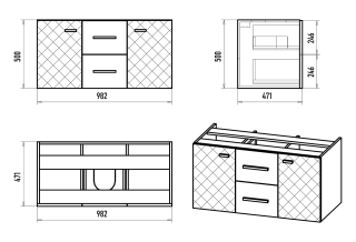 Подвесная тумба под раковину Brevita Shanel SHA-09100-01-01-2Я 100см белый