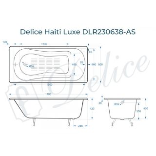 Ванна чугунная Delice Haiti Luxe DLR230638-AS 170х80 с антискользящим покрытием