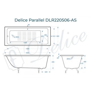 Ванна чугунная Delice Parallel DLR220506-AS 180x80