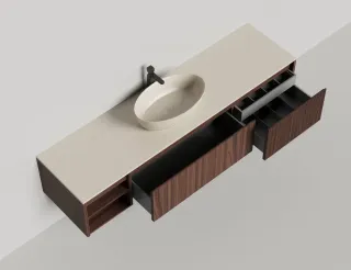 Подвесная тумба Salini Domino 27D220A 200см шпон с открытой полкой