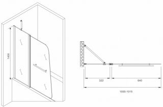 Шторка на ванну ABBER Ewiges Wasser AG50100 100см хром
